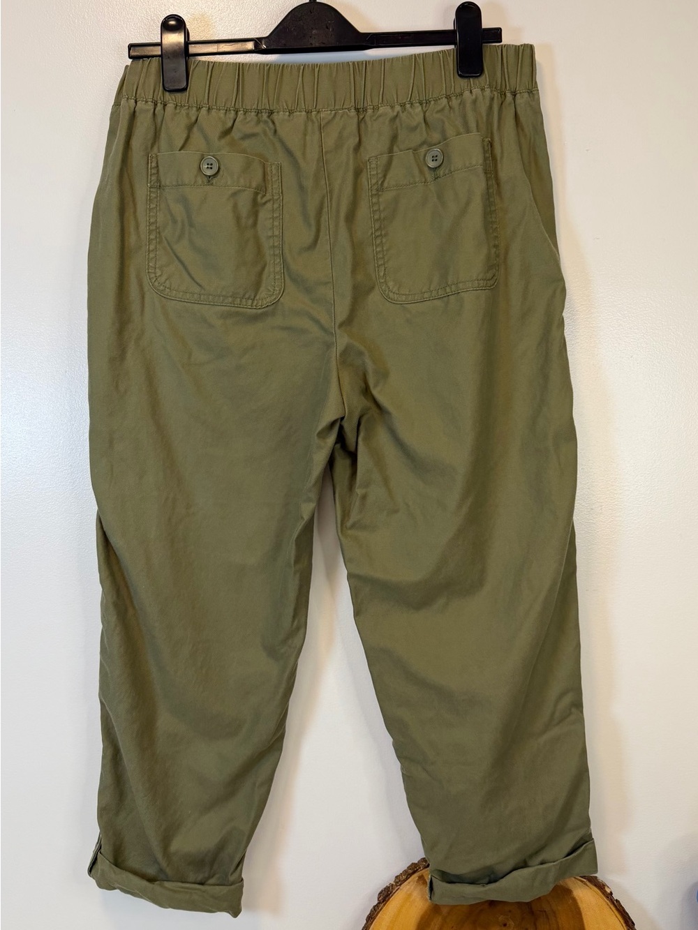 Talbots Olive Drawstring Elastic Waist Casual Cargo Pull On Pants Crop Women’s 8 - Picture 2 of 6